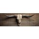 Tile mural with longhorn skull and wooden background